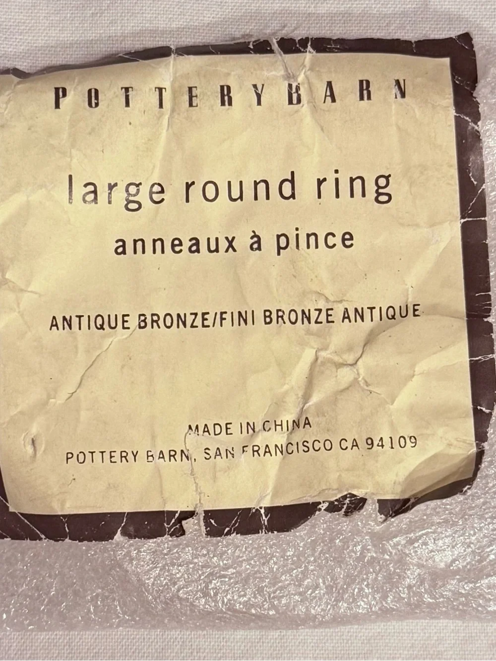 Pottery Barn Quiet-Glide Curtain Rings | Antique Bronze | 4 Sets